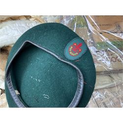 Scout uniform and scout books, together with a vintage suitcase, and mink stoles 