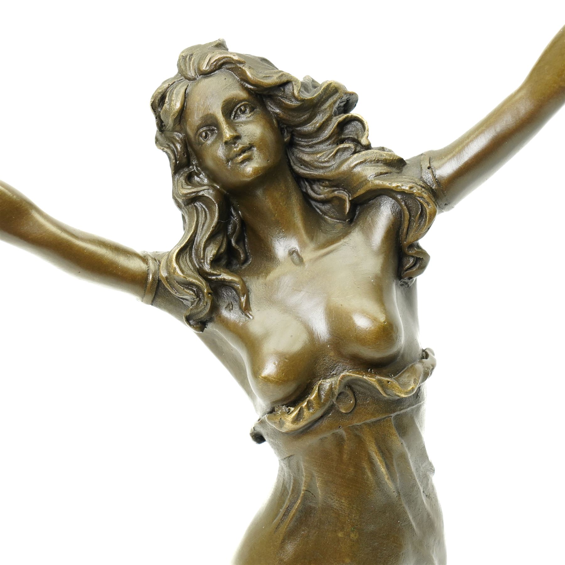 After Cezaro -Bronze figure of a Tambourine Dancer with foundry mark on marble base H45cm