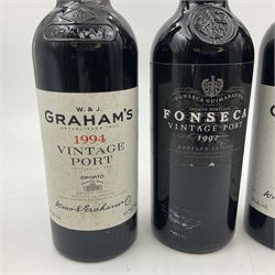 Graham's, 1994 vintage port, two bottles, 75cl 20% vol, together with Fonseca, 1992 vintage port, 75cl 20% vol (3)