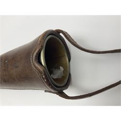 19th century telescopic hunting horn, the bell engraved 'The Beaufort', with makers mark Kohler & Son, makers, 61 Victoria Street, Westminster (from Covent garden) London, in a leather sheath, horn full extended L91cm 