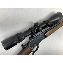 Marlin Model 39A Mountie .22 rim-fire rifle with 51.5cm barrel and under lever action with Bisley 3-9 x 40 variable scope L93cm overall SECTION 1 FIRE-ARMS CERTIFICATE REQUIRED