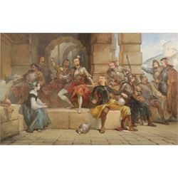 Charles Cattermole (British 1832-1900): A Day off from the Night Watch, watercolour signed and dated '77, 36cm x 56cm