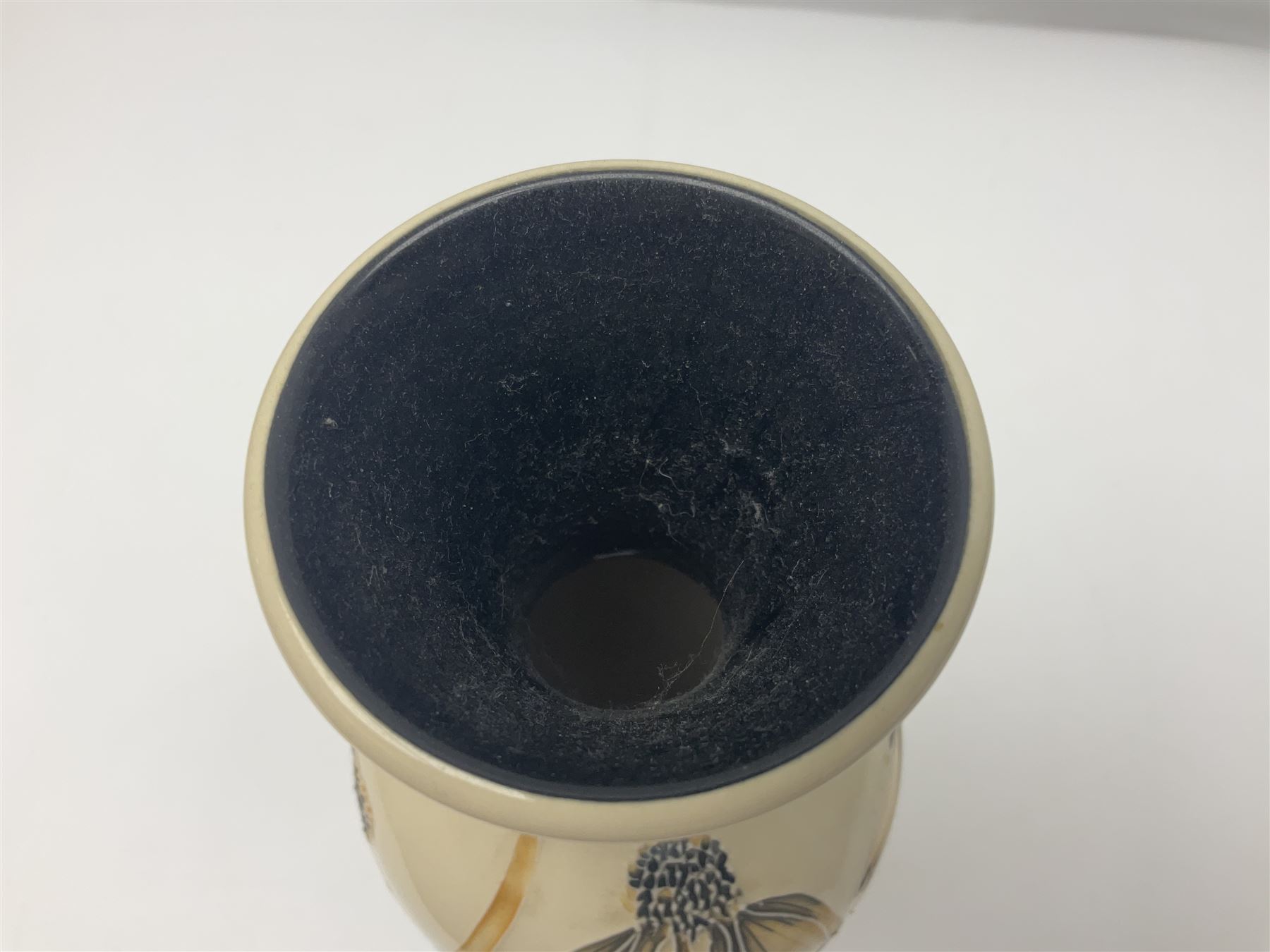 Moorcroft Cornflower pattern vase with fluted rim, by Anji Davenport, with impressed and printed mark beneath 