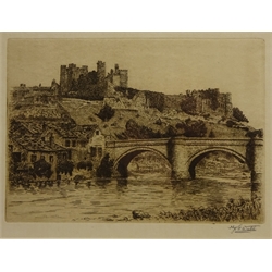  'Richmond Castle' etching signed Harry George Webb (British 1882-1914) and 'Decline of Day', lithograph by Carel Nicolaas Storm van 's-Gravesande Nicolaas Storm (Dutch 1841-1924) unsigned with blindstamp 18cm x 24cm (2)  