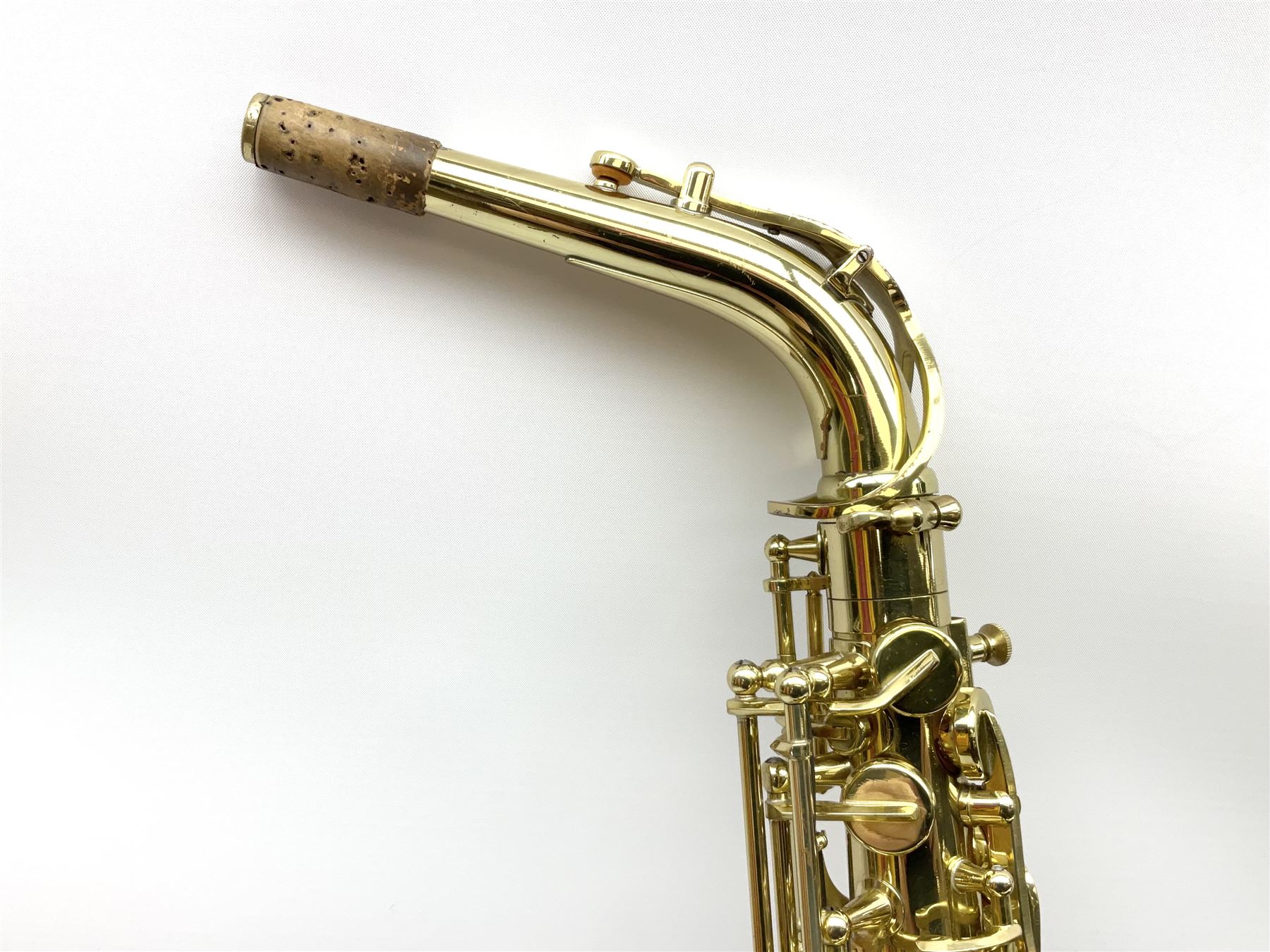 Trevor J. James & Co. 'The Horn' brass alto saxophone, serial no.T04498, H68cm in fitted carrying case