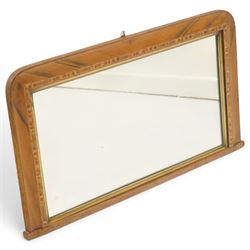 Victorian inlaid walnut Tunbridgeware overmantel mirror, rectangular frame with rounded top corners, the original rectangular plate within a gilt slip, surrounded by Tunbridge ware style inlays