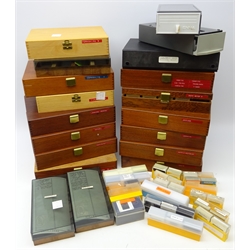  Large collection of 35mm slides including Pickering, Burniston, Scarborough, Helsmley and other areas of Yorkshire, North and East Devon, Scotland, Lisbon, Madeira etc mainly topographical views, architecture, churches, lighthouses, harbours etc, housed in twelve slide cases and other cases   