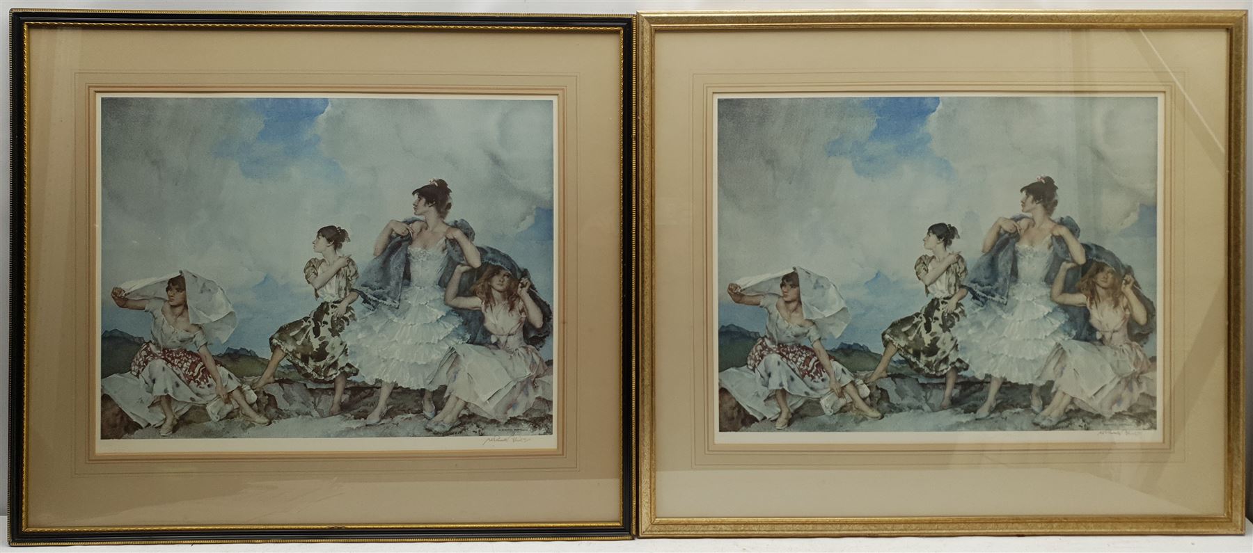 Sir William Russell Flint (Scottish 1880-1969): 'The Shower', two colour prints signed in pencil with Fine Art Trade Guild blindstamps, pub. August 1961 in an edition of 756, 42cm x 56cm (2)
Signed,Limited Edition print of 756.