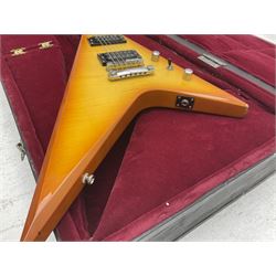 Shine offset V-shaped six string electric guitar, in fitted case