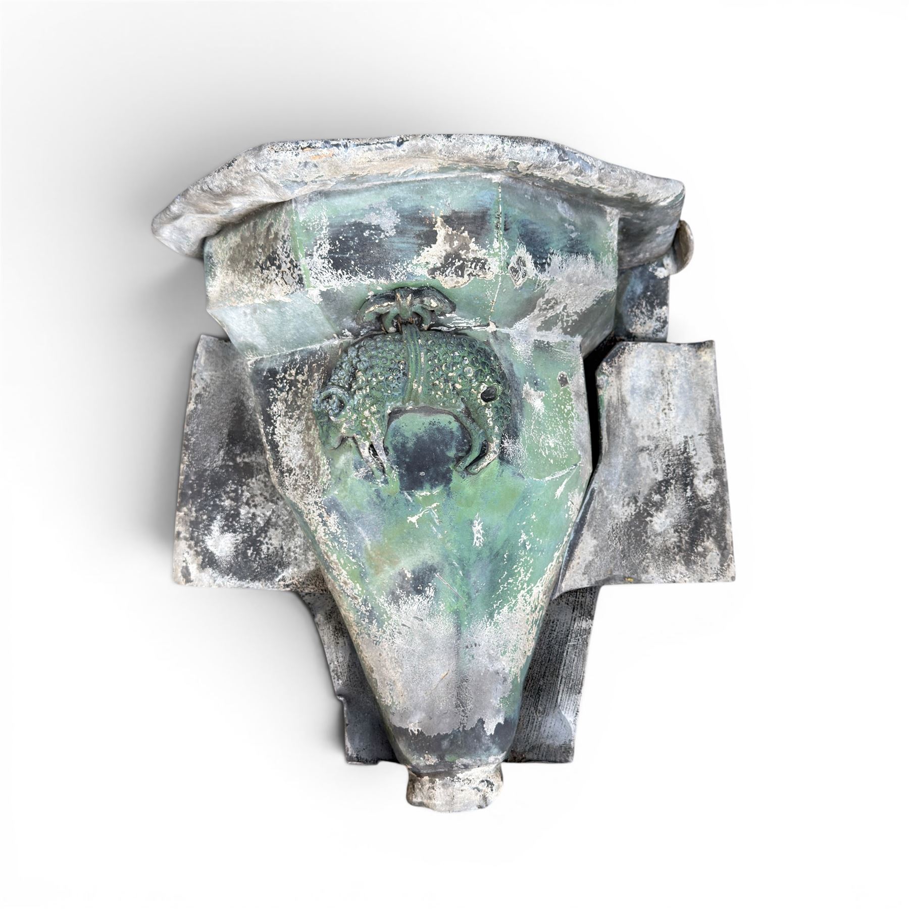 19th century lead drainpipe hopper with Golden Fleece Sheep motif