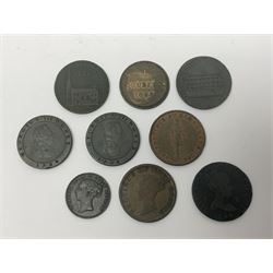 Thirty six late 18th century and onwards United Kingdom and World coins and tokens, to include 1772 Catherine II 5 Kopecks, Swedish quarter and half Skilling pieces dated 1809 and 1806, two Skilling Courant piece dated 1810, 1831 Isle of Man half penny token etc 