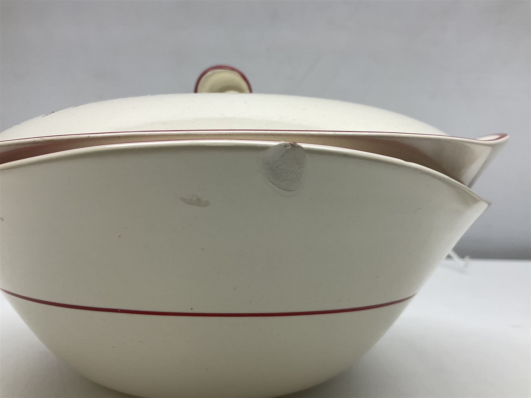 Crown Devon Stockholm patterned tea and dinner wares, to include, five teacups and saucers, milk jug, open sucrier, six dessert plates, six side plates, six dinner plates, serving platter, etc (42)