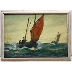 Ernest Dade (Staithes Group 1868-1934): Lowestoft Herring Boats followed by Gulls, gouache signed 43cm x 63cm 
Provenance: by direct descent through the artist's family, never previously been on the market.