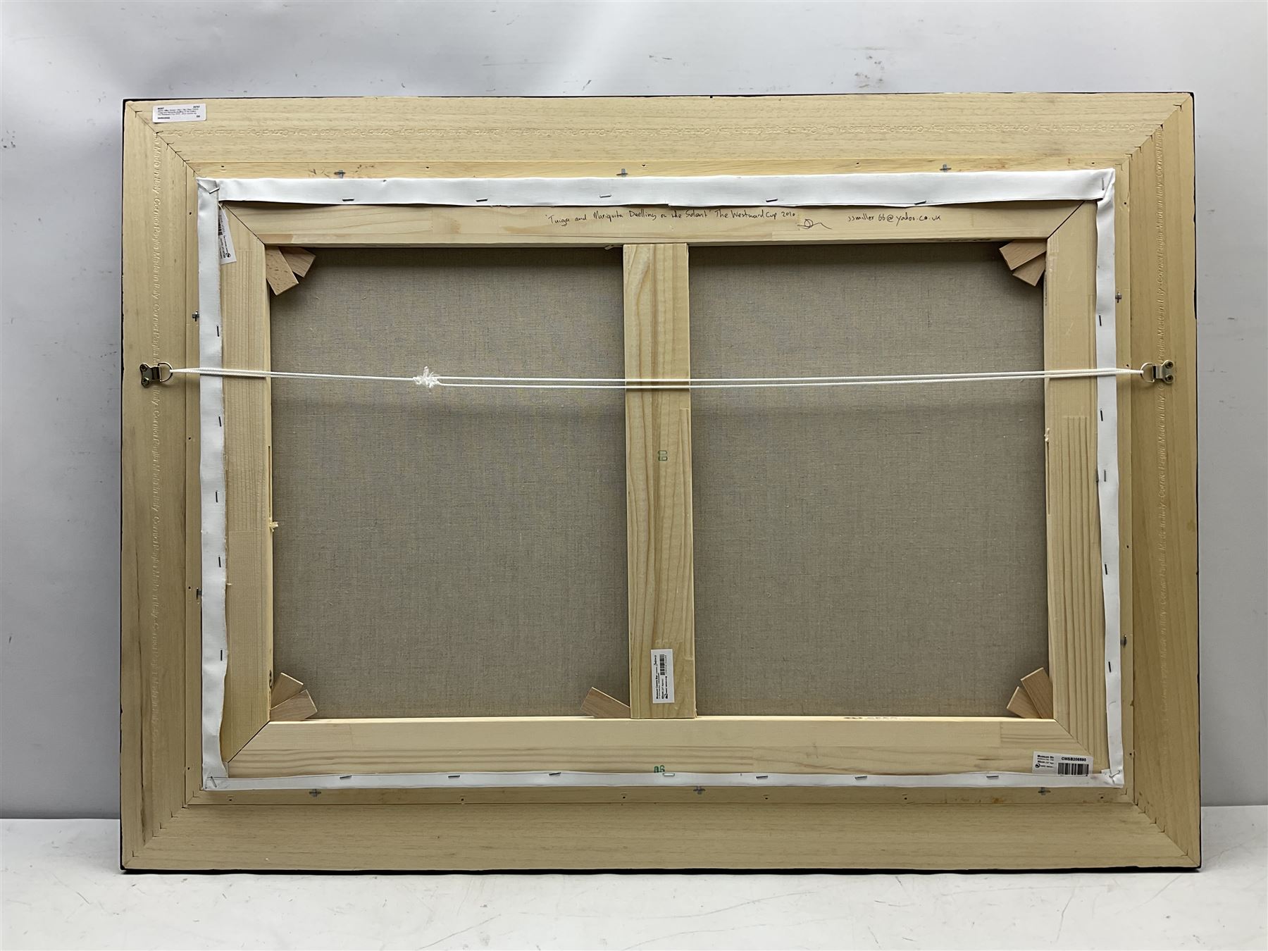 James Miller (British 1962-): Big Class Yachts 'Tuiga and Mariquita duelling on the Solent - The Westward Cup 2010', oil on canvas signed, titled verso 59cm x 89cm