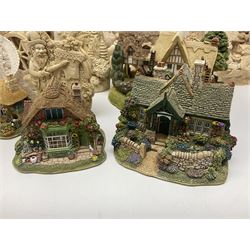 Thirty three Lilliput Lane models from the British collection and paint your own Children's Plaques, to include I am a little teapot, Gnome improvements, Dennis the Dragon, Bill and Ben, The Bobbins etc, some with boxes and deeds 