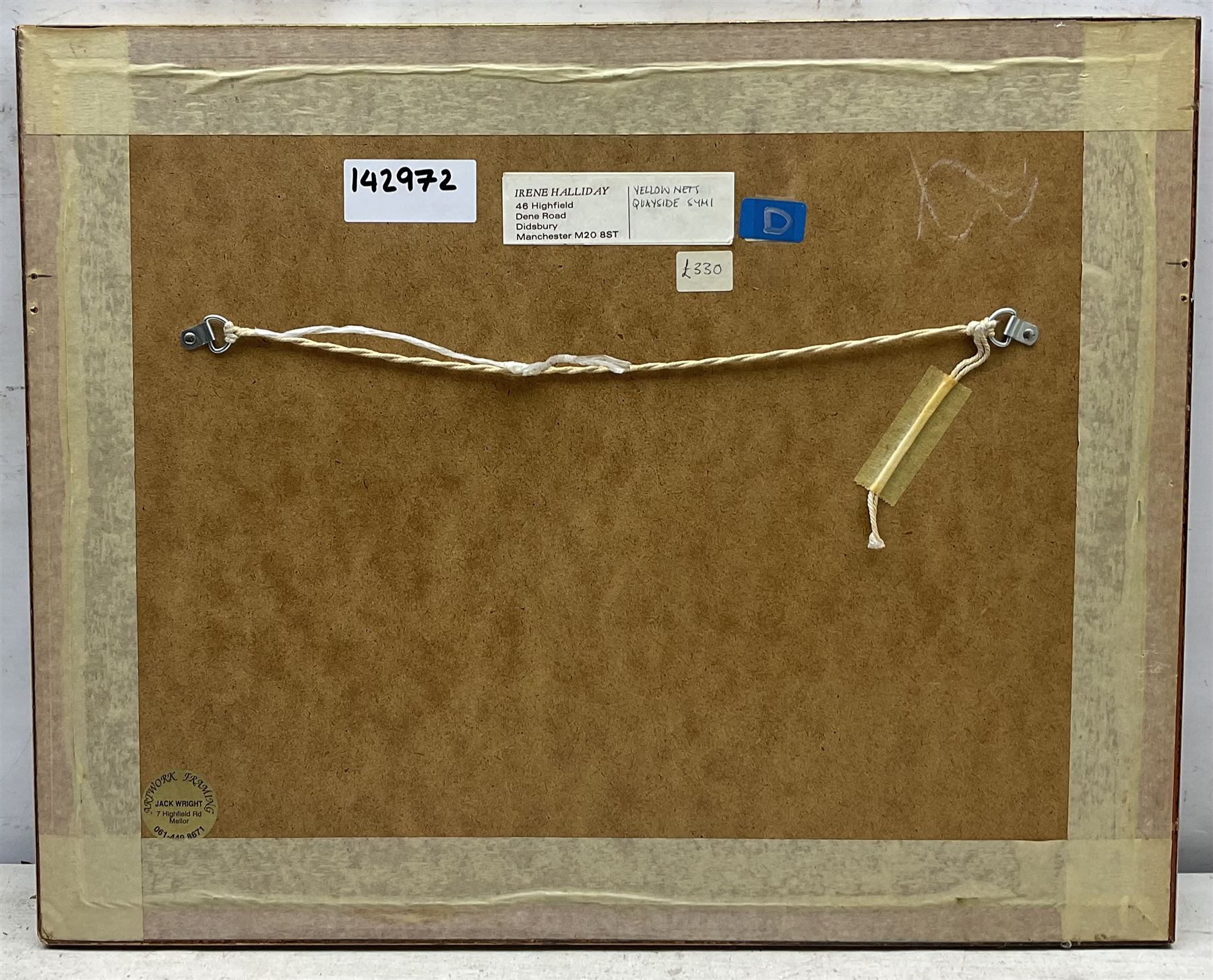 Irene Halliday (Scottish 1931-2023): 'Yellow Nets - Quayside Symi' Greece, gouache signed, titled verso 23.5cm x 35cm 