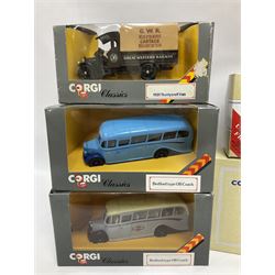 Corgi Classics - twenty one models to include 97106 The Fred Bobby Bedford OB Coach; 97108 The Granville Tours Bedford OB Coach; five Bedford type OB Coaches comprising 94912, D94927, C9494, D94914, 97100; further models 97319, 97372, 97370, 97317, 98456, 97368, 98164, 19702, 30501, 12501, 23101, 20202, C827 and D94924; all boxed (21) 