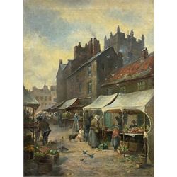 William Kay Blacklock (British 1872-1944): 'A Corner of the Market Place Richmond Yorkshire', oil on canvas signed, titled signed and dated 1895 verso 40cm x 29cm