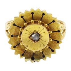 Victorian 18ct gold single stone rose cut diamond circular ring, Birmingham 1863