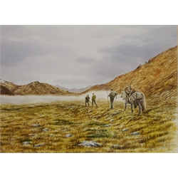  Stalking in the Highlands, watercolour indistinctly signed Jon Nichol? and dated 2000, 33cm x 46cm  