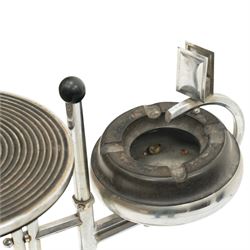 Demeyere - Belgian Art Deco chromed metal revolving ashtray and side table