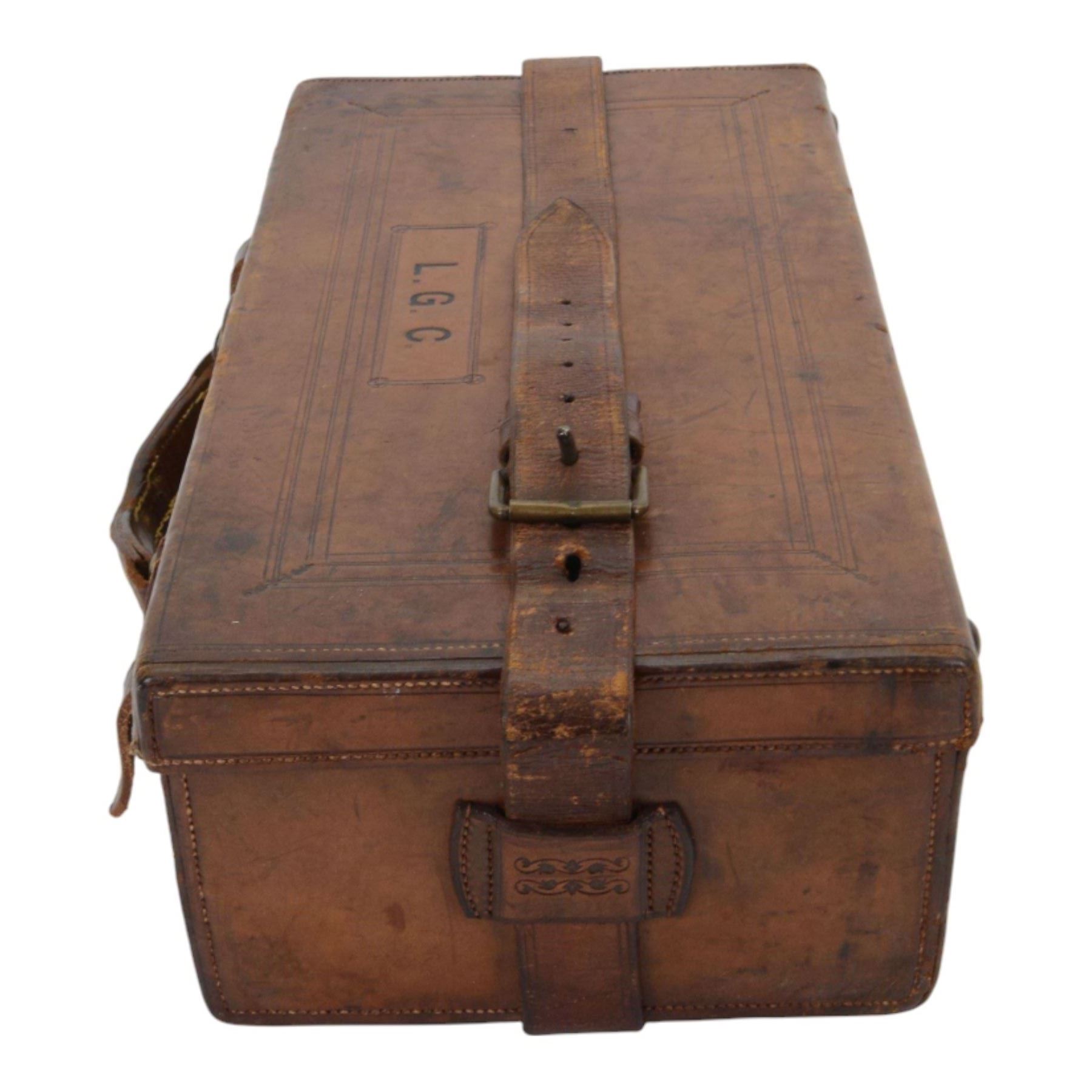 Leather six division shotgun cartridge box with the label of James Woodward, London W47cm