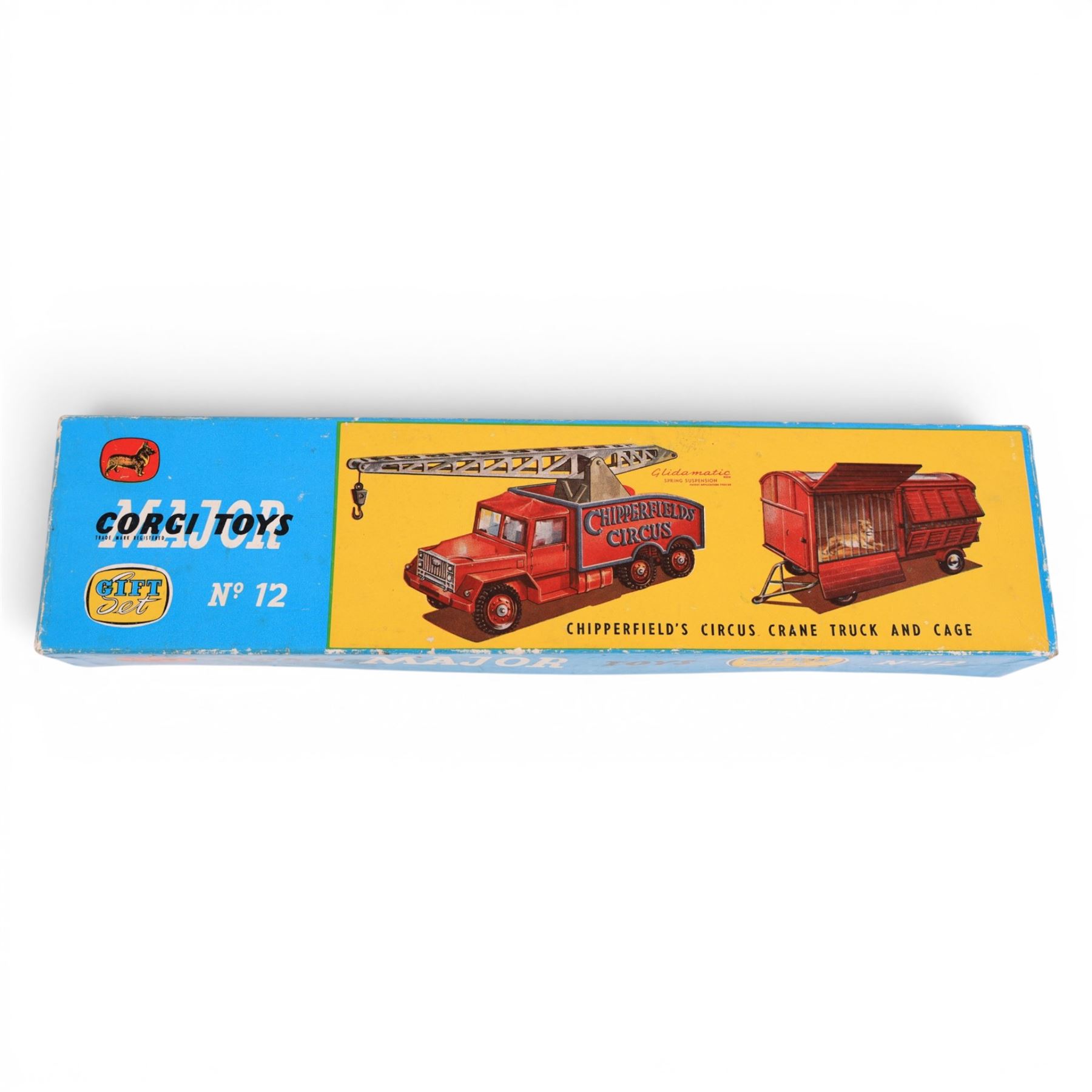 Corgi Toys Gift Set no. 12 Chipperfield's Circus Crane Truck and Cage, with two lion figures and instructions, boxed