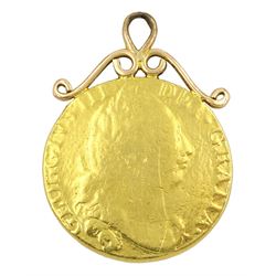 George III gold guinea coin, with solder