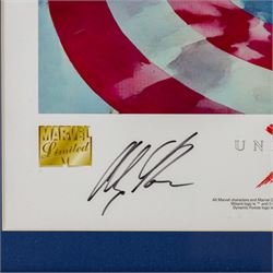 Four limited edition Dynamic Forces Marvel prints, comprising Universe X Premiere lithograph remarked and signed by artist Alex Cross limited no. 21/99, X-Men Death of Phoenix signed by artist Jae Lee, limited no. 7/1980, both with certificate of authenticity and two unsigned prints The Punisher and The Xmen, largest H67cm, W38cm (4)
