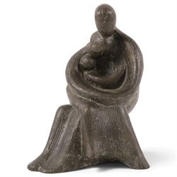 Naomi Blake (British 1924-2018) - bronze cast sculpture depicting mother embracing child a...