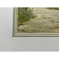 Richard Edward Clarke (British 1878-1954): North Yorkshire Village, possibly Thornton-le-Dale, watercolour signed 21cm x 33cm