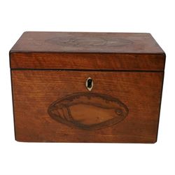 Regency blond tortoiseshell veneered box, the hinged lid with inlaid white metal and centr...