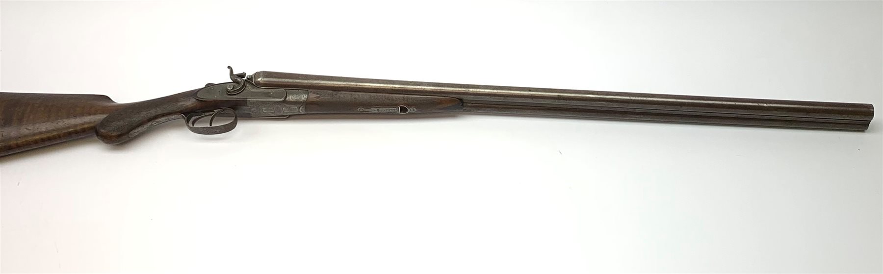 19th century W.R. Pape Newcastle-upon-Tyne 12-bore side-by-side double barrel hammer shotgun No.8648, barrels not in proof RFD ONLY