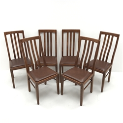 Set six Knights hardwood dining chairs, upholstered seat, square tapering supports, W47cm
