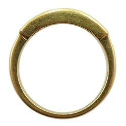 18ct gold princess cut emerald and diamond half eternity ring, London 1989