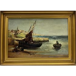 Alexander Young (Scottish 1865-1923): 'A Breton Fishing Haven', oil on canvas signed and dated 1906, 29cm x 45cm 