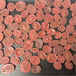 Large and impressive collection of Grand Tour cameos and intaglios (impronte), mostly red plaster examples
