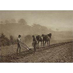 Frank Meadow Sutcliffe (British 1853-1941): 'Dinner Time' - Foulbriggs Field Lealholm Hall Farm, 19th century photographic print signed on the margin in pencil, with embossed border  15cm x 19.5cm; another similar mounted photograph of a Port scene (unframed) (2)