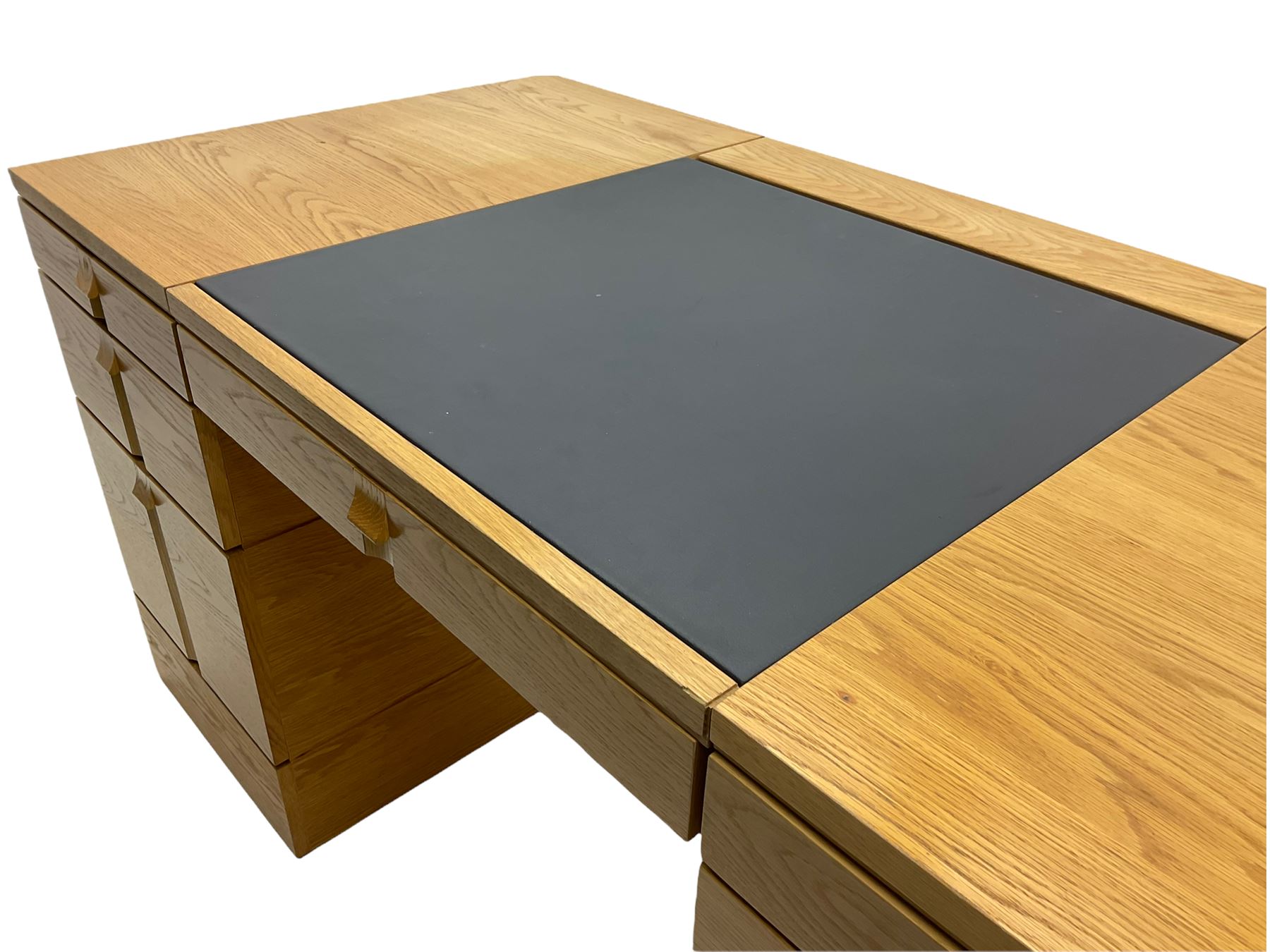 Marks and Spencer Home - light oak office desk, fitted with drawers, inset writing surface with hinged compartment