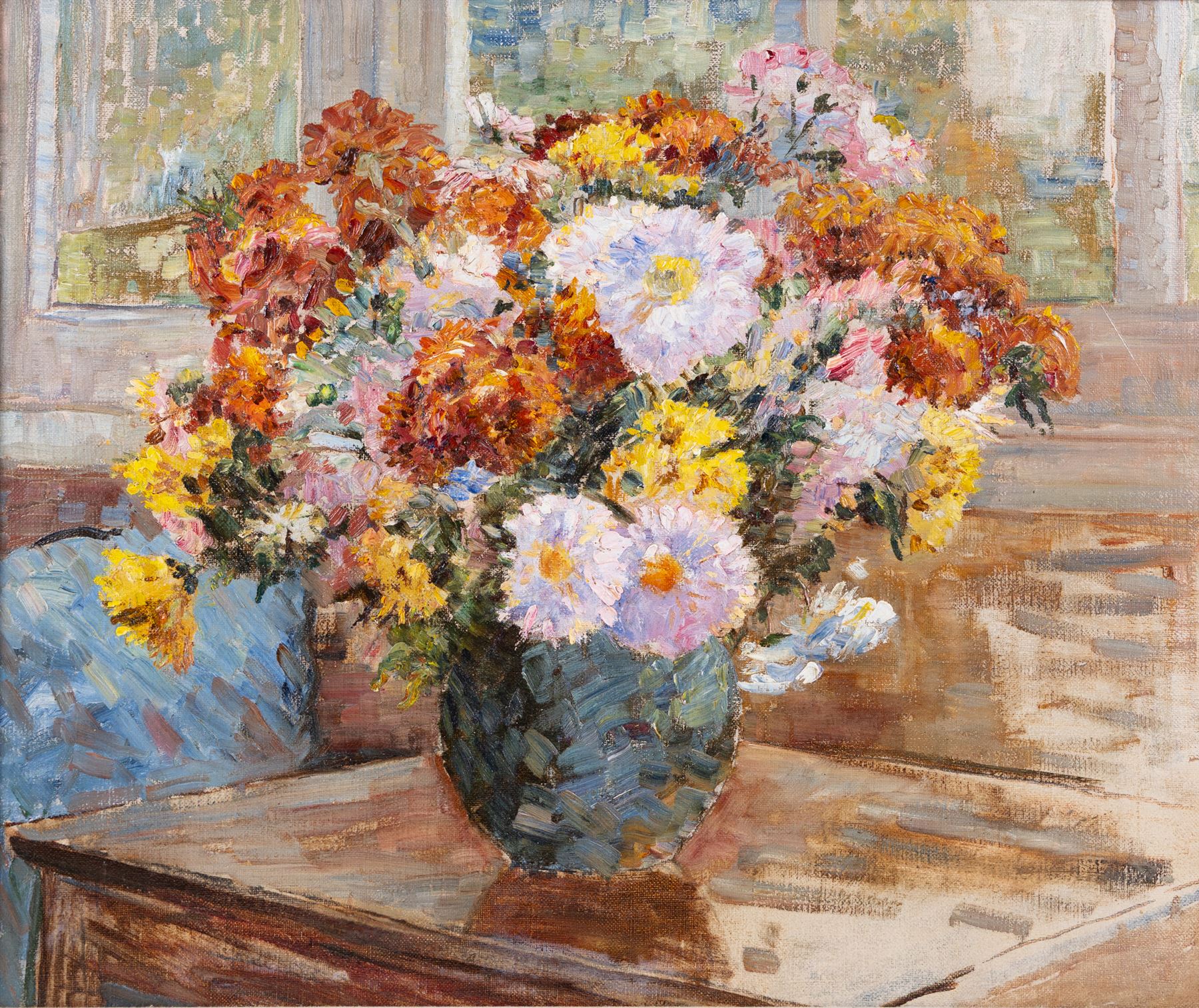 Dame Ethel Walker DBE ARA (British 1861-1951): Still Life, oil on canvas, signed on stretcher verso 50cm x 60cm
Provenance: with Louise Kosman, label verso
