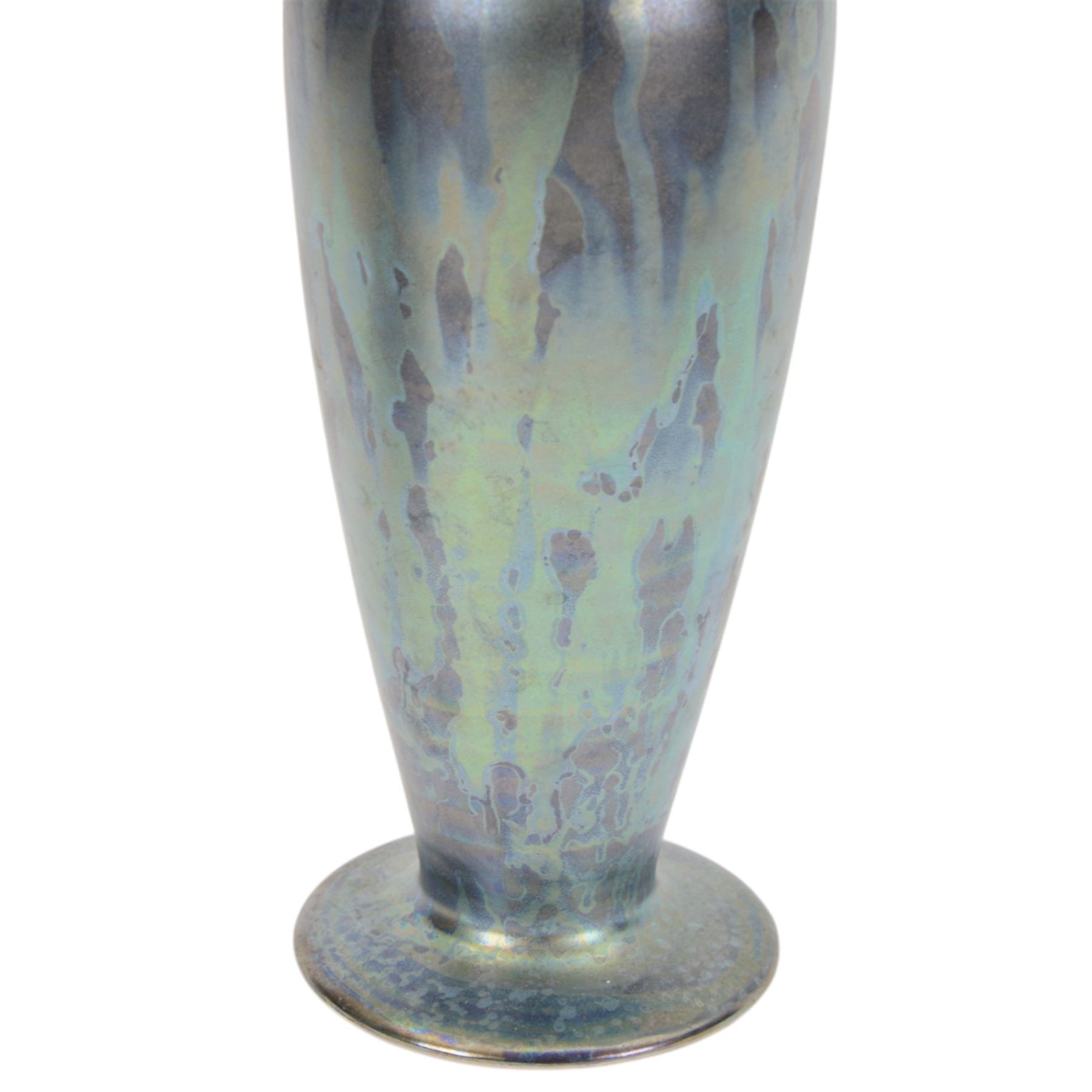 Tony Laverick for ASL ceramics, two vases, decorated in iridescent glaze, with impressed mark beneath largest H23cm 