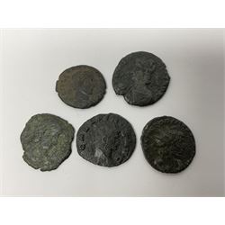 Ancient Roman Coinage, group of seventeen bronze and copper-alloy coins to include Maximianus and Galeria Valeria, along with an unidentified 76% silver round, overall weight 14g