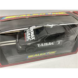 Scalextric by Hornby - seven cars comprising C486 Porsche 962 Kenwood, C467 Tyrrell 018, C601 Mercedes Sonax, C699 Mercedes Promarket #5, C468 Sauber Mercedes, C2104 Mini Yellow No.56 and C2002 Audi A4; all boxed (7)