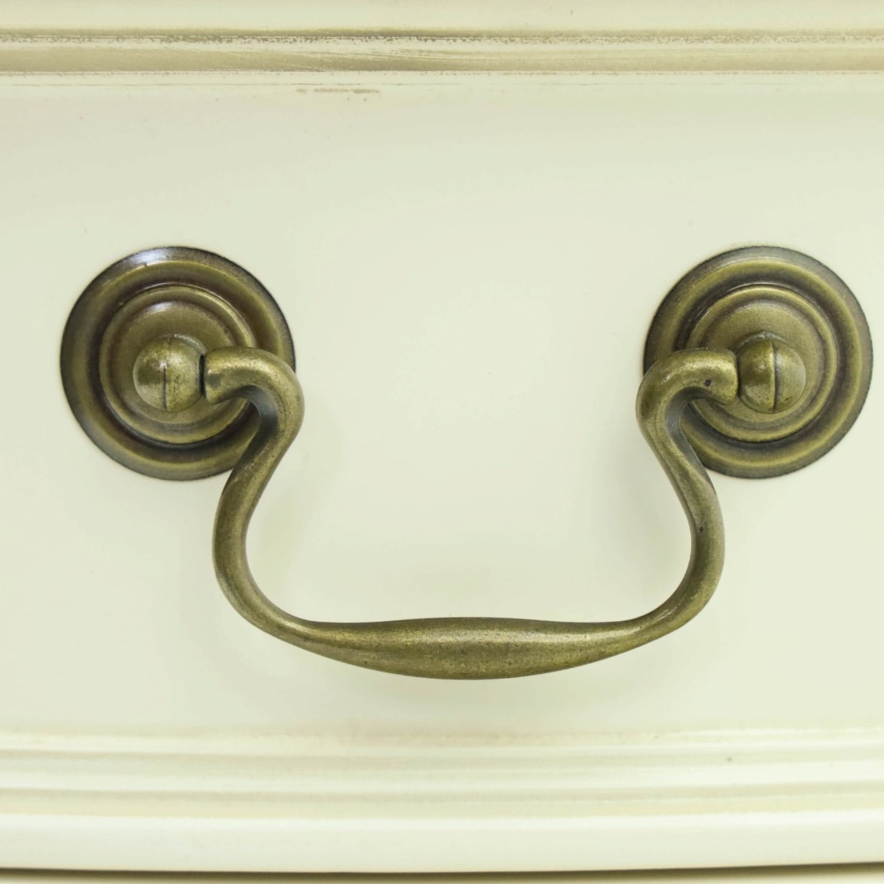 Laura Ashley - 'Clifton' demi-lune chest, fitted with four graduating bow-front drawers with brass swan neck handles, raised on turned supports, in ivory finish