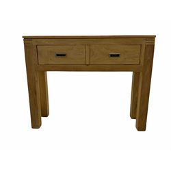 Hardwood console table, fitted with two drawers