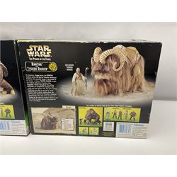 Star Wars - The Power of the Force - Electronic X-Wing Fighter; Rancor and Luke Skywalker; Bantha and Tusken Raider; Jabba the Hutt and Han Solo; and Ronto and Jawa; all in sealed boxes (5)