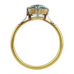 Early 20th century gold single stone blue stone ring, stamped 18ct, makers mark W G & S (possibly William Griffiths & Sons)