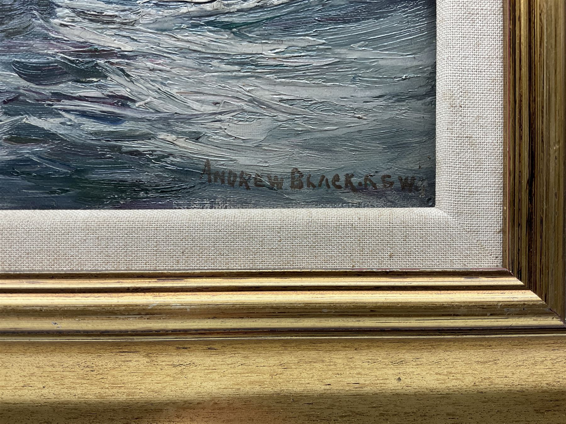 Andrew Black RSW (Scottish 1850-1916): Ayr Fishing Boat Rounding the Coast, oil on canvas signed 30cm x 45cm