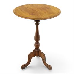 Victorian walnut pedestal occasional table, circular top ,raised on turned column with scroll feet