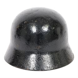WWII Third Reich German double decals M40 steel combat helmet, with leather liner and chin strap